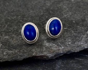 Lapis Lazuli Earrings, Lapis Lazuli Studs, Silver and Lapis Stud Earrings, September Birthstone, Birthstone Earrings, Sterling Silver 925