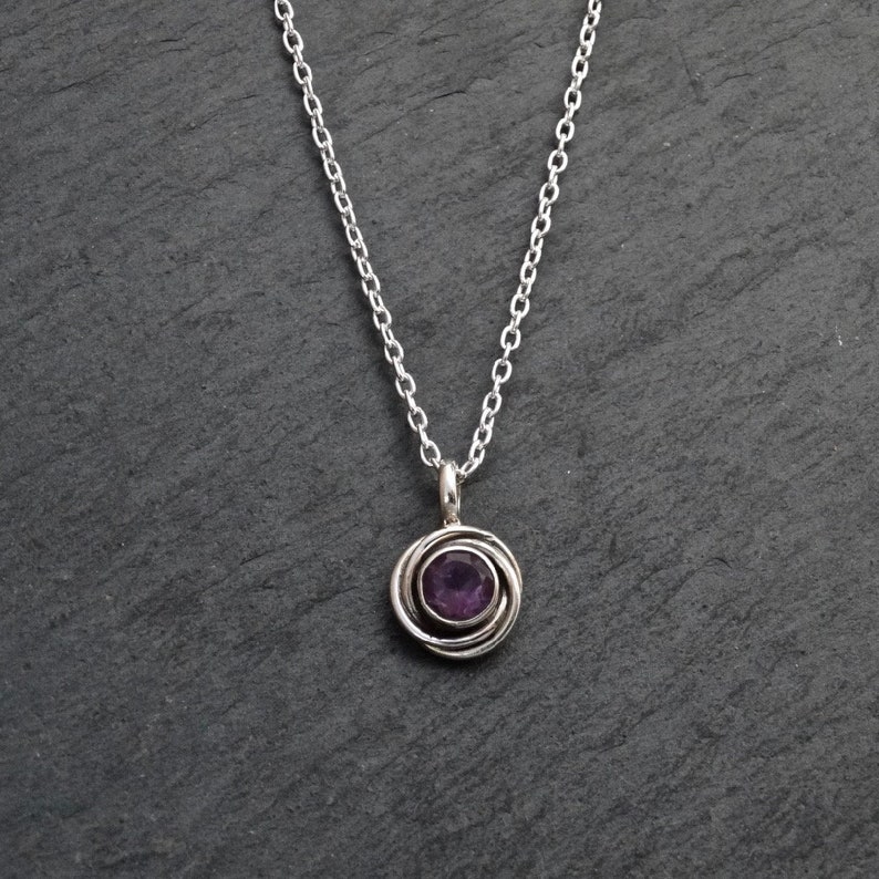 Amethyst Necklace, Amethyst Nest Pendant, Faceted Amethyst, Silver and Amethyst, February Birthstone, Sterling Silver image 3