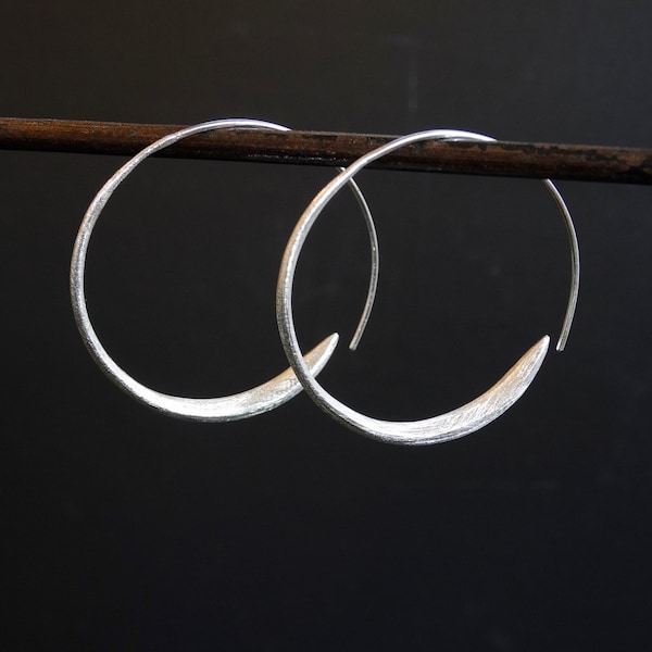 Silver Hoops, Silver Hoop Earrings, Wrap Over Hoop Earrings, Modern Earrings, Minimal Earrings, Sterling Silver Earrings