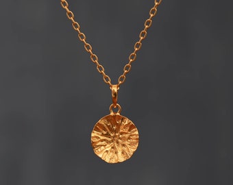 Gold Pendant Necklace, Everyday Pendant, Round Pendant, Organic Circle Necklace, Gold Vermeil