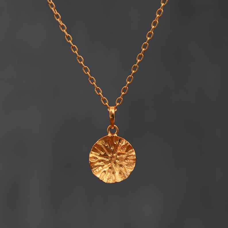 Gold Pendant Necklace, Everyday Pendant, Round Pendant, Organic Circle Necklace, Gold Vermeil image 1