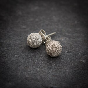 Silver Studs, Silver Earrings, Silver Granulation Studs, Round Ball Stud Earrings, Everyday Earrings, Simple Studs, Sterling Silver