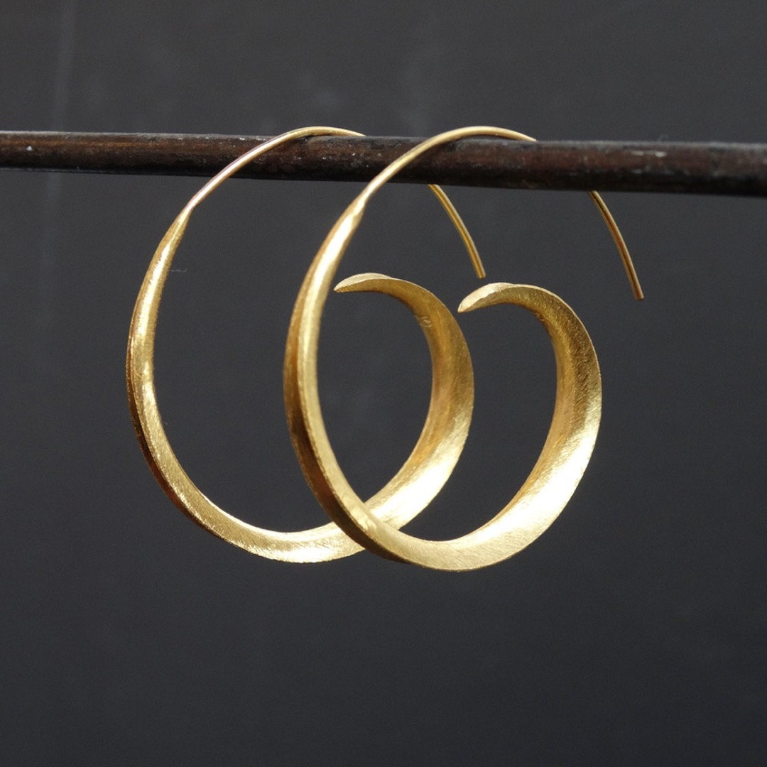 Gold Hoop Earrings, Gold Hoops, Swirl Hoop Earrings, Modern Earrings ...
