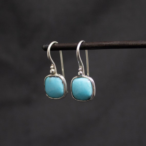 Sterling Silver Turquoise Square Earrings Sterling Silver Turquoise Square Earrings