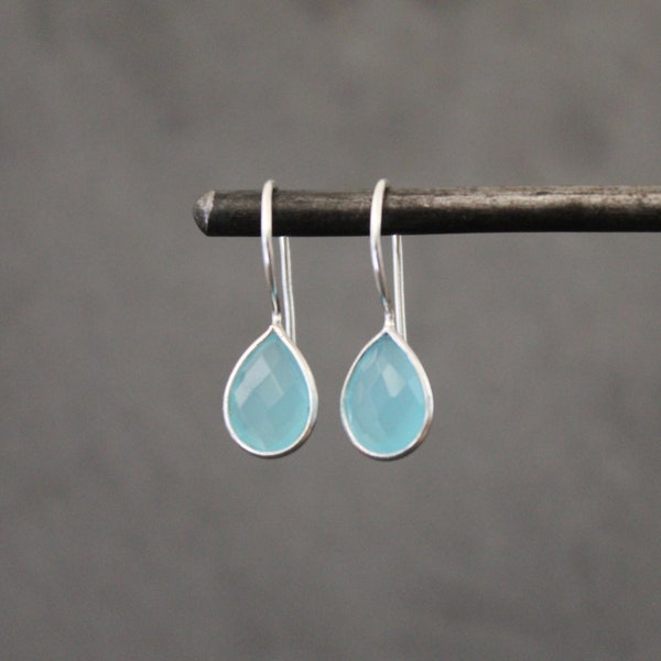 Gemstone Earrings, Blue Chalcedony Earrings, Silver Earrings, Blue Gemstone Earrings, Teardrop Earrings, Sterling Silver