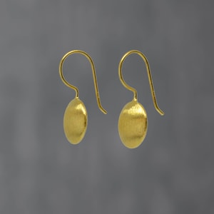 Gold Drop Earrings, Brushed Gold Vermeil, Round Earrings, Everyday Earrings, Minimal Earrings, Matt Gold, Wedding Jewellery image 3