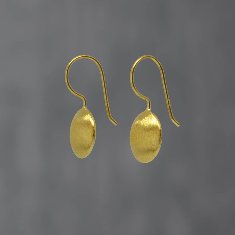 Gold Drop Earrings, Brushed Gold Vermeil, Round Earrings, Everyday Earrings, Minimal Earrings, Matt Gold, Wedding Jewellery image 3