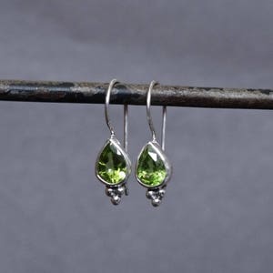 Peridot Earrings, Peridot Drops, Silver and Peridot, August Birthstone Earrings, Teardrop Earrings, Faceted Peridot, Sterling Silver 925