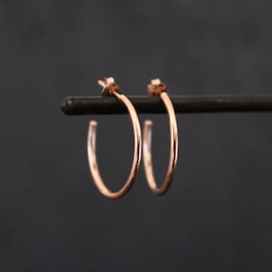Rose Gold Hoop Earrings, Simple Rose Gold Hoops, Rose Gold Hoops, Minimal Hoop Earrings, Hoop Earrings with Stud Fitting