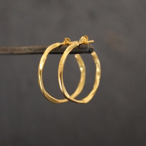 Gold Hoops, Organic Hoop Earrings, Minimal Hoop Earrings, Gold Vermeil Hoops, Stud Hoop Earrings, Everyday Earrings, Simple Hoops