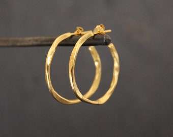 Gold Hoops, Organic Hoop Earrings, Minimal Hoop Earrings, Gold Vermeil Hoops, Stud Hoop Earrings, Everyday Earrings, Simple Hoops