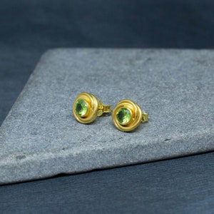Peridot Jewellery Set, Peridot and Gold Stud Earrings, Peridot Pendant Necklace, August Birthstone, Art Deco image 3
