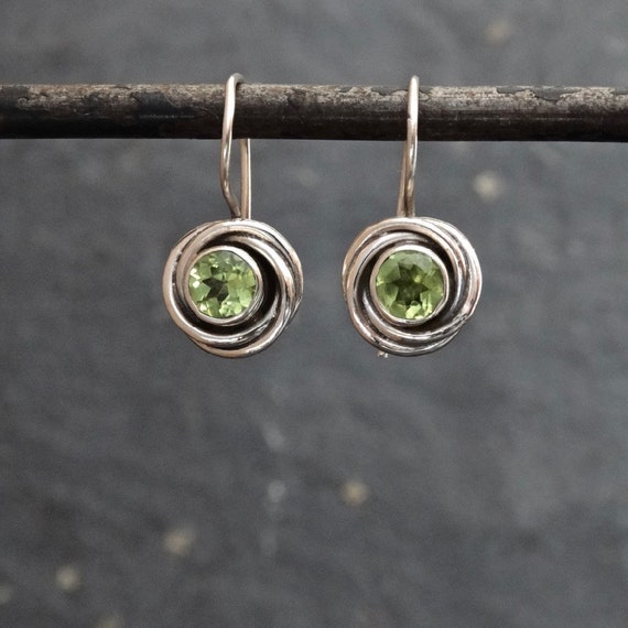 Peridot Earrings Silver and Peridot Drop Earrings Silver Nest Earrings August Birthstone Art Deco Earrings Sterling Silver 925 Etsy