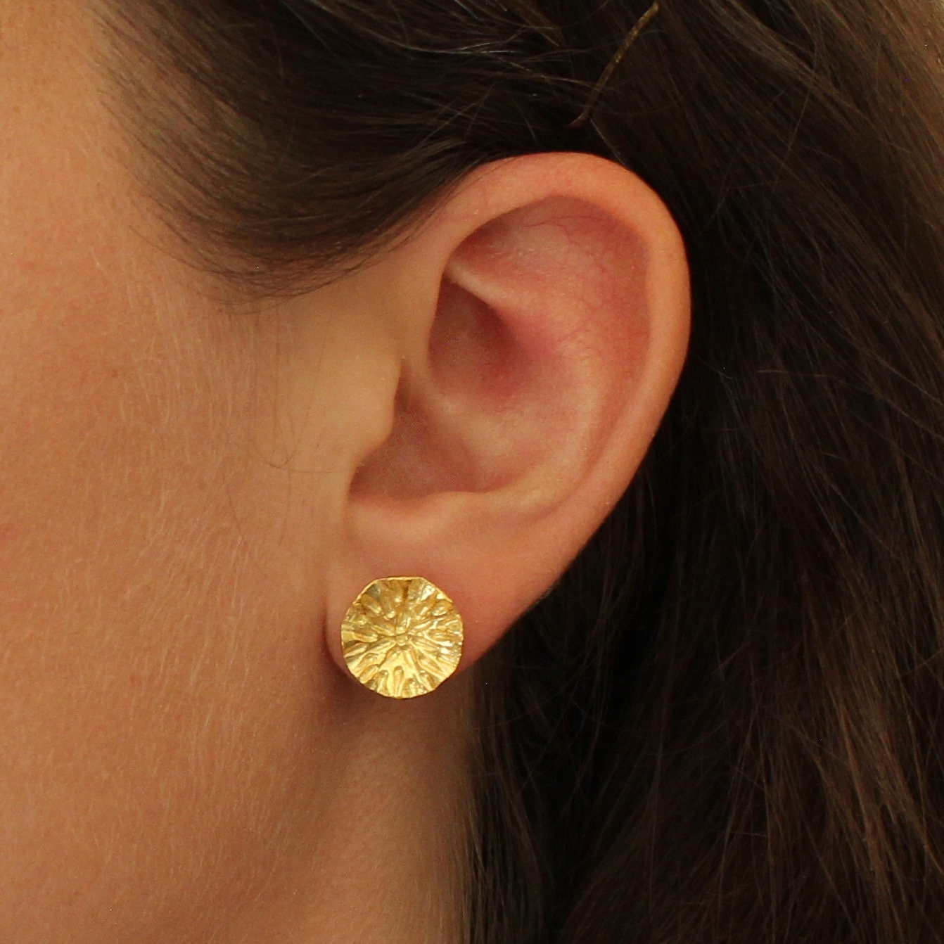 Everyday Stud Earrings Gold Studs Round Earrings Organic Etsy UK