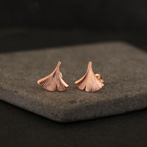Rose Gold Earrings, Rose Gold Studs, Flower Earrings, Petal Earrings, Lily Pad Earrings, Everyday Stud Earrings, Rose Gold Vermeil