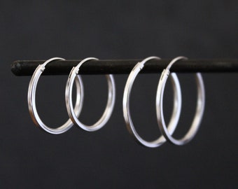 Silver Hoop Earrings, Minimal Silver Hoops, Small Everyday Hoops, Simple Hoops, Square Silver Hoops, Sterling Silver