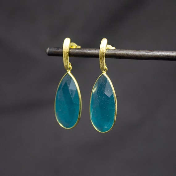 Blue jade earrings deals