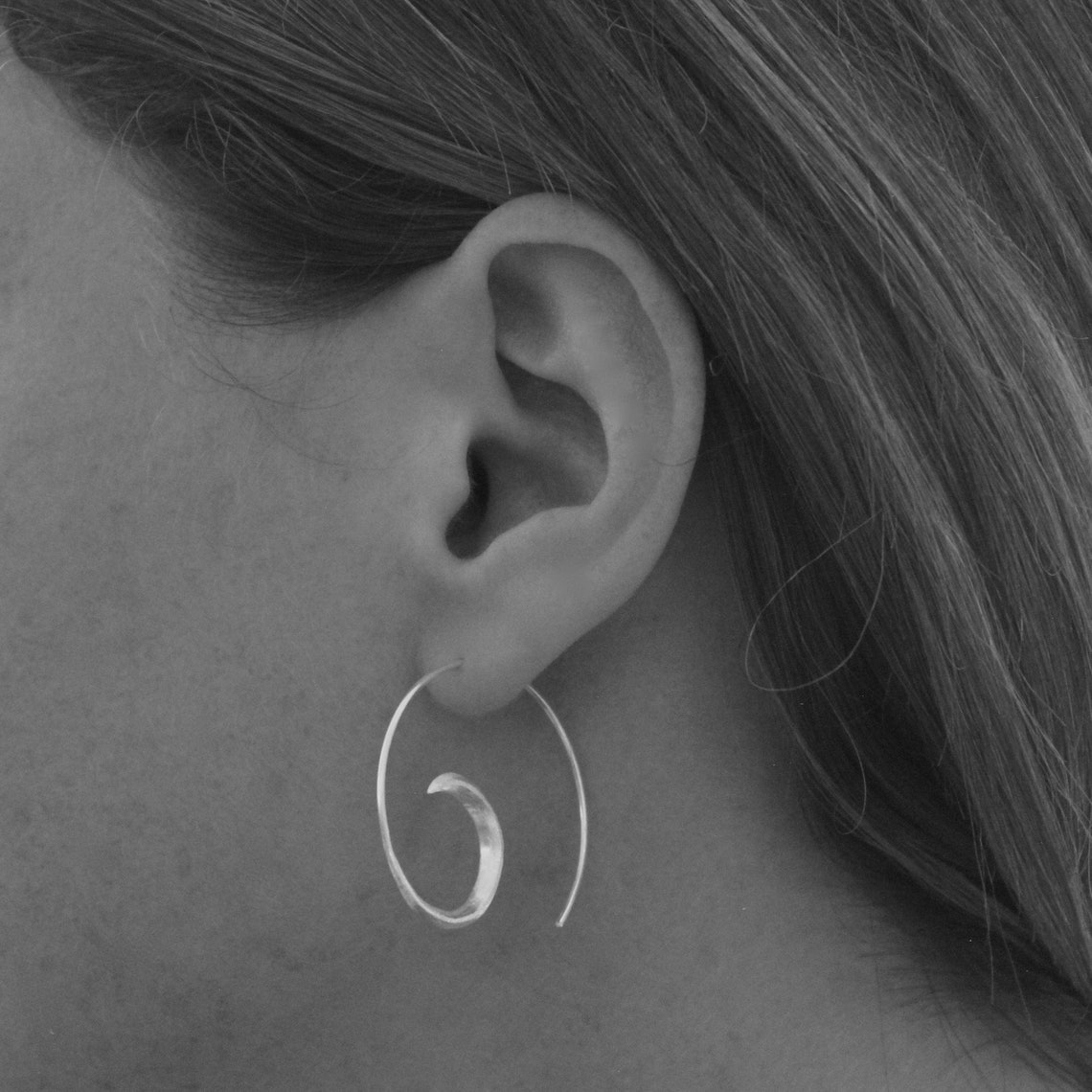 Gold Hoop Earrings Brushed Gold Hoops Swirl Hoops Modern Etsy