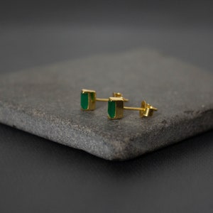 Green Quartz Earrings, Gemstone Stud Earrings, Gold and Quartz, Simple Everyday Earrings, Gold Vermeil image 5