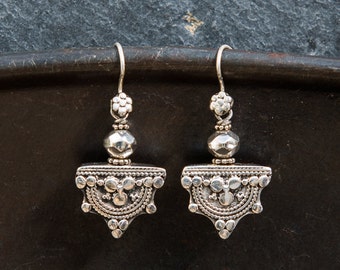 Silver Earrings, Silver Telsum Earrings, Boho Drop Earrings, Unusual Earrings, Unique Earrings, Ethiopian Jewelry, Ethnic Silver Earrings,