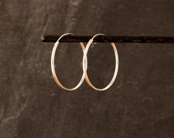 Silver Hoop Earrings, Simple Hoops, Classic Hoops, Round Hoops, Minimal Earrings, Sterling Silver Hoop Earrings