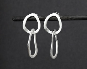 Silver Earrings, Brushed Silver Earrings, Matt Silver Earrings, Minimal Earrings, Modern Earrings, Statement Earrings, Sterling Silver, 925