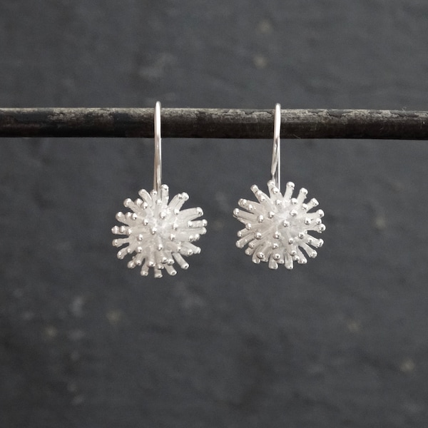 Silver Earrings, Silver Drops, Sputnik Earrings, Sterling Silver Earrings, Textured Earrings, Everyday Earrings, Gifts for Her