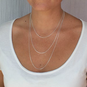 Fine Snake Chain, Sterling Silver Chain, Gold Vermeil Chain, 16 18 Adjustable, Layering Necklace image 4