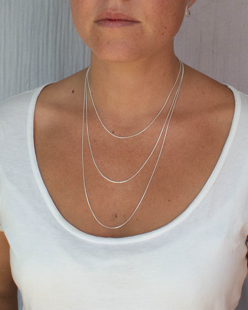 Fine Snake Chain, Sterling Silver Chain, Gold Vermeil Chain, 16 18 Adjustable, Layering Necklace image 4