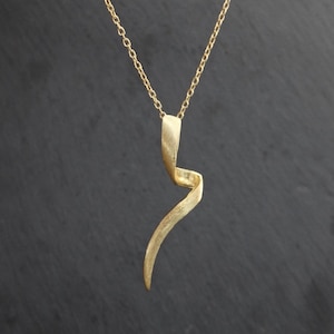 Gold Pendant Necklace, Brushed Gold Pendant, Gold Twist Pendant, Minimal Gold Necklace, Matt Gold Pendant, Gold Vermeil, Gifts for Her