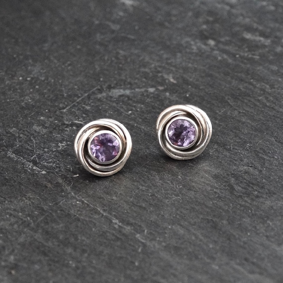 Ensemble Bijoux Argent 925 – Pendentif Et Boucles D'oreilles Améthyste Et Zircone – Violet