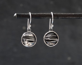 Silver Earrings, Silver Drops, Textured Silver Earrings, Round Earrings, Simple Drop Earrings, Sterling Silver