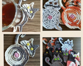 1 Dollar VIDEO PaTTerN AND Digital Pdf, Too!! ORIGINAL Peeking Cat Butt Coaster. Why PaY for Imitation?