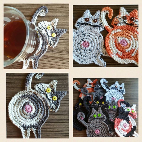 1 Dollar VIDEO PaTTerN AND Digital Pdf, Too!! ORIGINAL Peeking Cat Butt Coaster. Why PaY for Imitation?