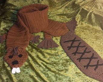 Beaver Scarf crochet PATTERN any size