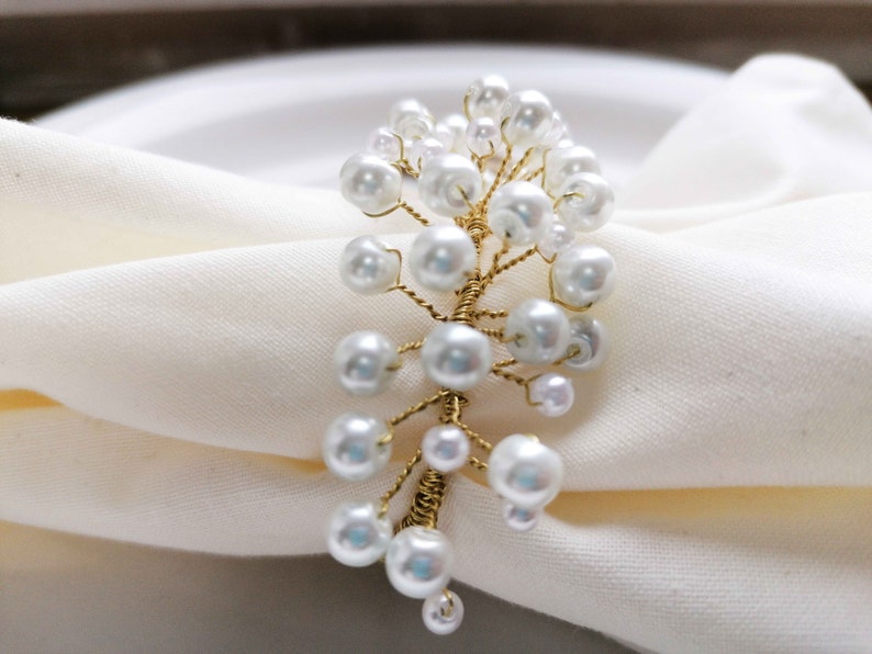 Gold Plated Wire Napkin Ring Classic Wedding Pearl Napkin Etsy