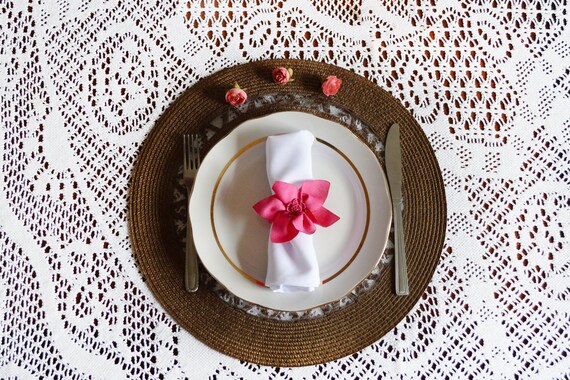 Fuchsia Pink Napkin Ring Floral Wedding Napkin Ring Napkin Etsy