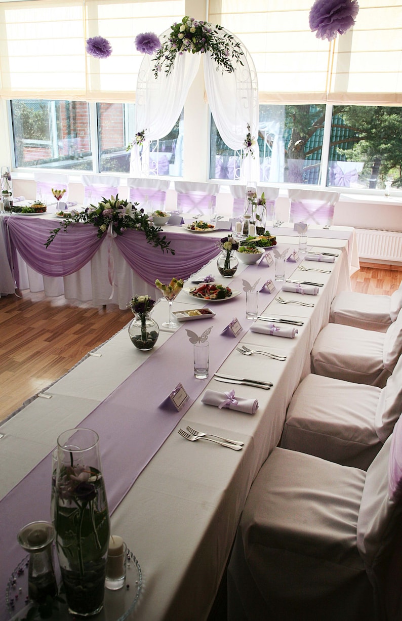Decorative Wedding Tablecloth Lilac Color Table Runner Etsy