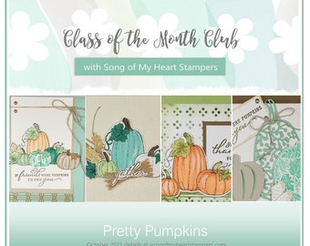 Class of the Month: Pretty Pumpkins PLUS BONUS PDF Instant Digital Download Cardmaking Classes, autumn, halloween, fall, porch decor, wreath