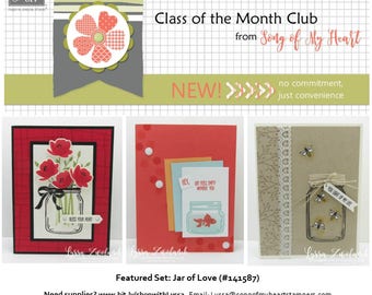 Class of the Month: Jars of Love PLUS BONUS PDF Instant Digital Download Cardmaking Classes Mason jar, wedding, Ball, wildflowers, poppies