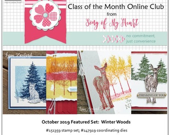 Class of the Month: Winter Woods PLUS BONUS PDF Instant Digital Download Cardmaking tutorials. Deer, forest, foxes, wolves, natures beauty