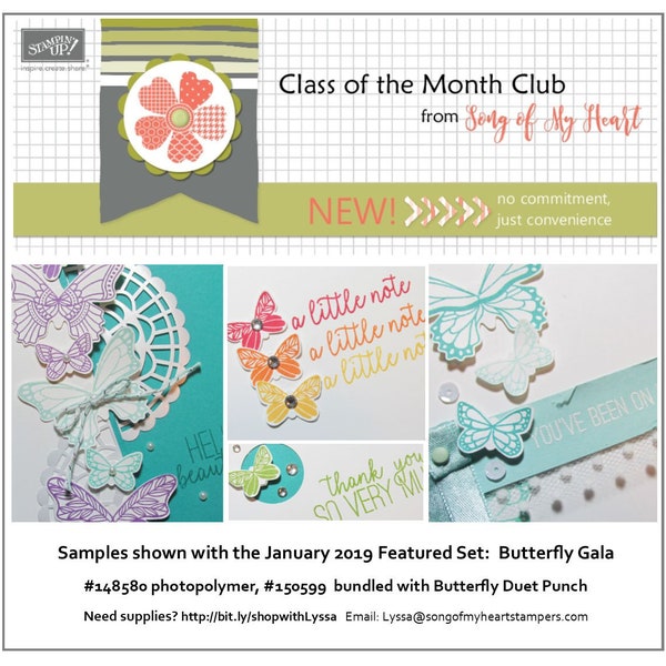 Class of the Month: Butterfly Gala PLUS BONUS PDF Instant Digital Download Cardmaking Classes butterflies, punch art, spring, bundle, stamps