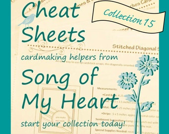 Cheat Sheets #15 Collection: Instant Digital Download cardmaking tutorials, sketches, rubber stamping, complete instructions & measurements