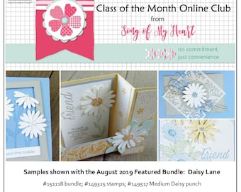 Class of the Month: Daisy Lane PLUS BONUS PDF Instant Digital Download Cardmaking Classes daisies, punch, bunde summer, cards, rubber stamps