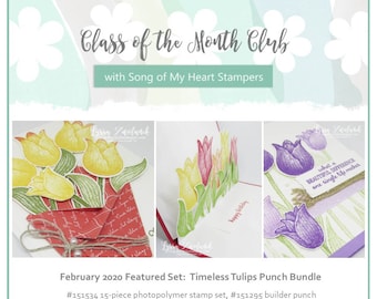 Class of the Month: Timeless Tulips PLUS BONUS PDF Instant Digital Download Cardmaking Classes, bundle, tutorials, spring, garden, punch