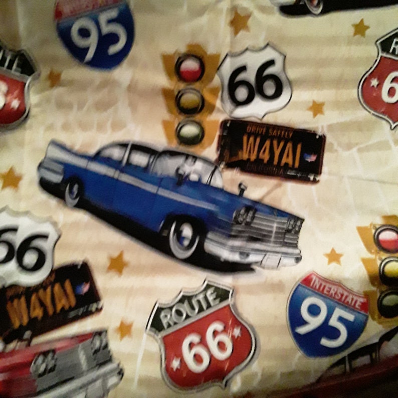 Vintage Cars Fabric OOP Sold by 12 yd Car Fabric Ckassic 1960s Cars