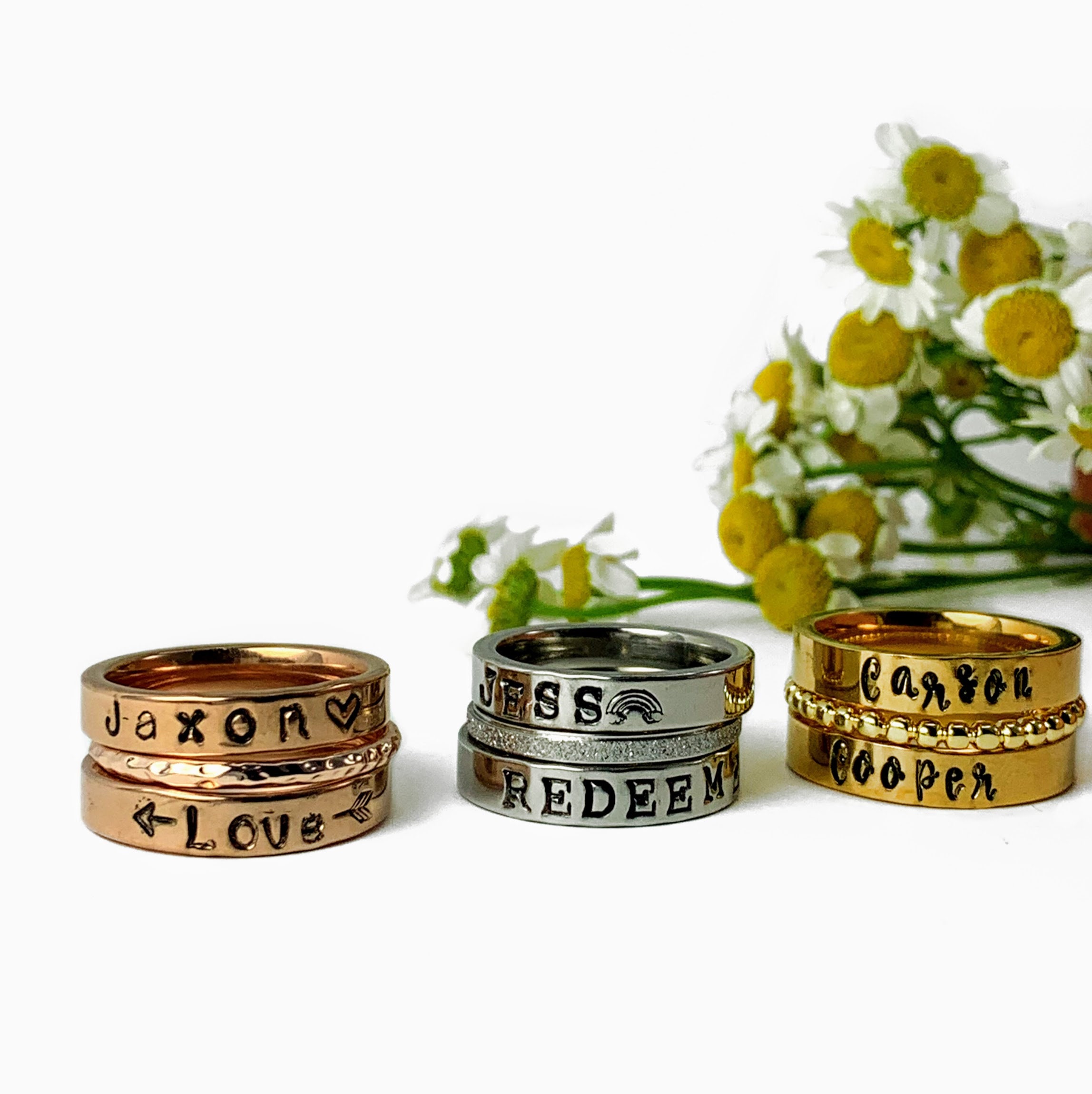 Stackable Ring Personalized Ring Mothers Rings Hand Etsy