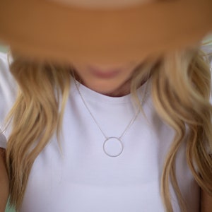 Eternity Circle Necklace, Karma Necklace, Gold Round Necklace, Dainty Silver Hoop Necklace, Layering Circuit Necklace, Christmas Gift