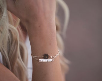 Personalized Bar + Disc Bracelet Set-Personalized Perfect Bar Bracelet for Names, Dates, Initials..- perfect gift for her