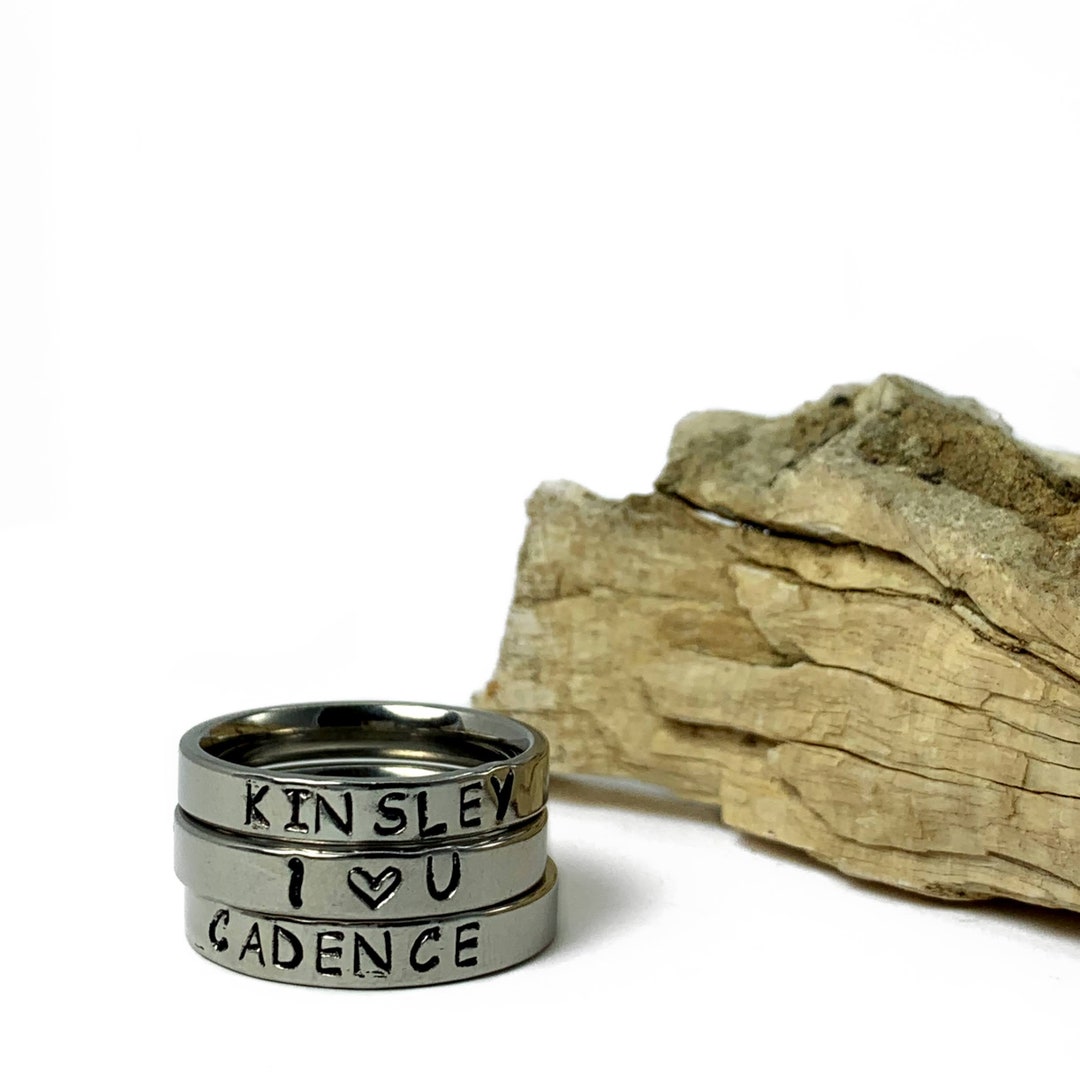 Stacking Rings Personalized Stackable Ring - Personalized Ring - Mothers Rings - Hand Stamped Ring ...